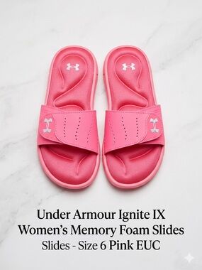 Under Armour Ignite IX Women's Memory Foam Slides EUC WORN ONCE INDOOR ONLY